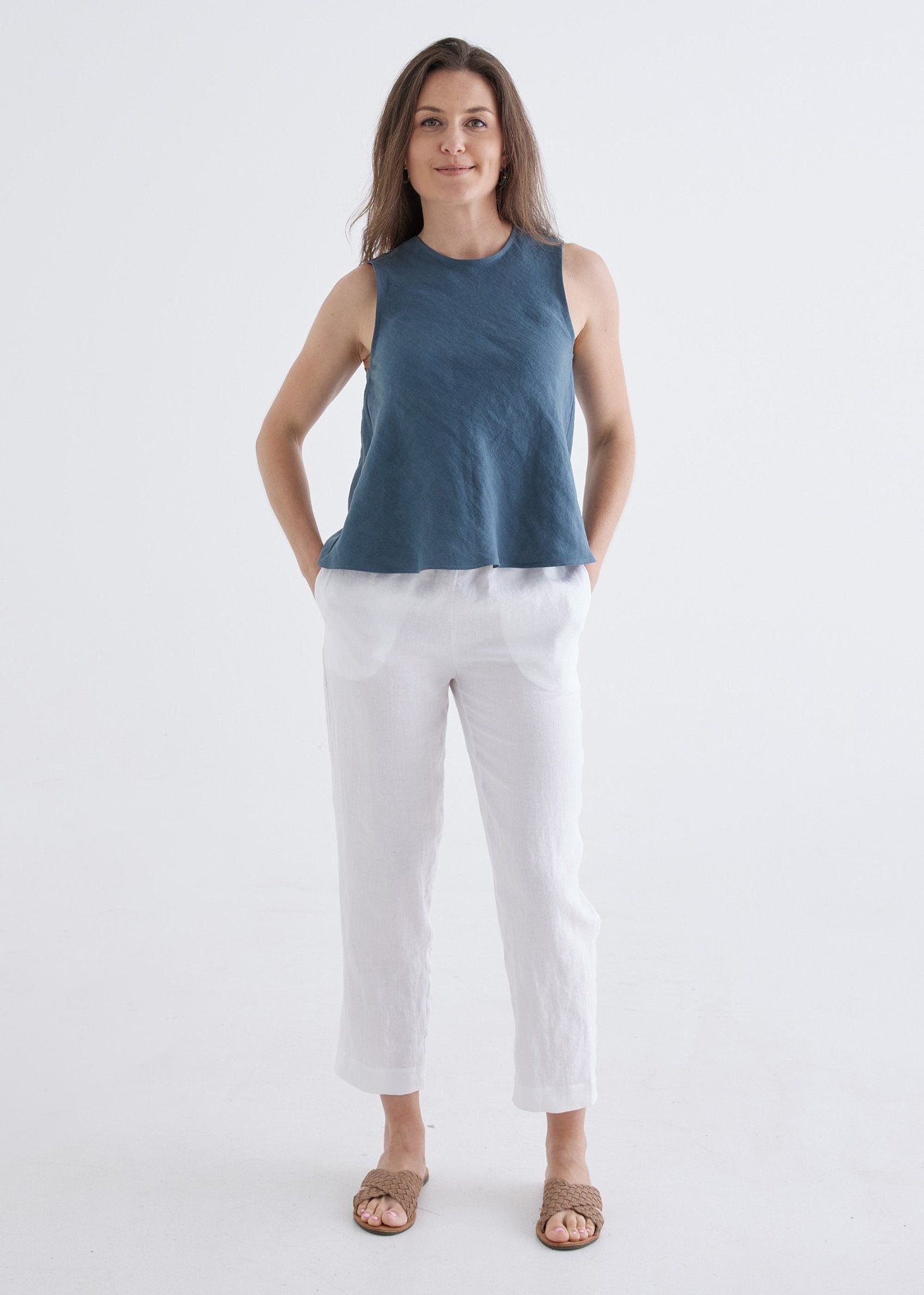 Hazel Linen Top in Deep Teal-Devina Louise-stride