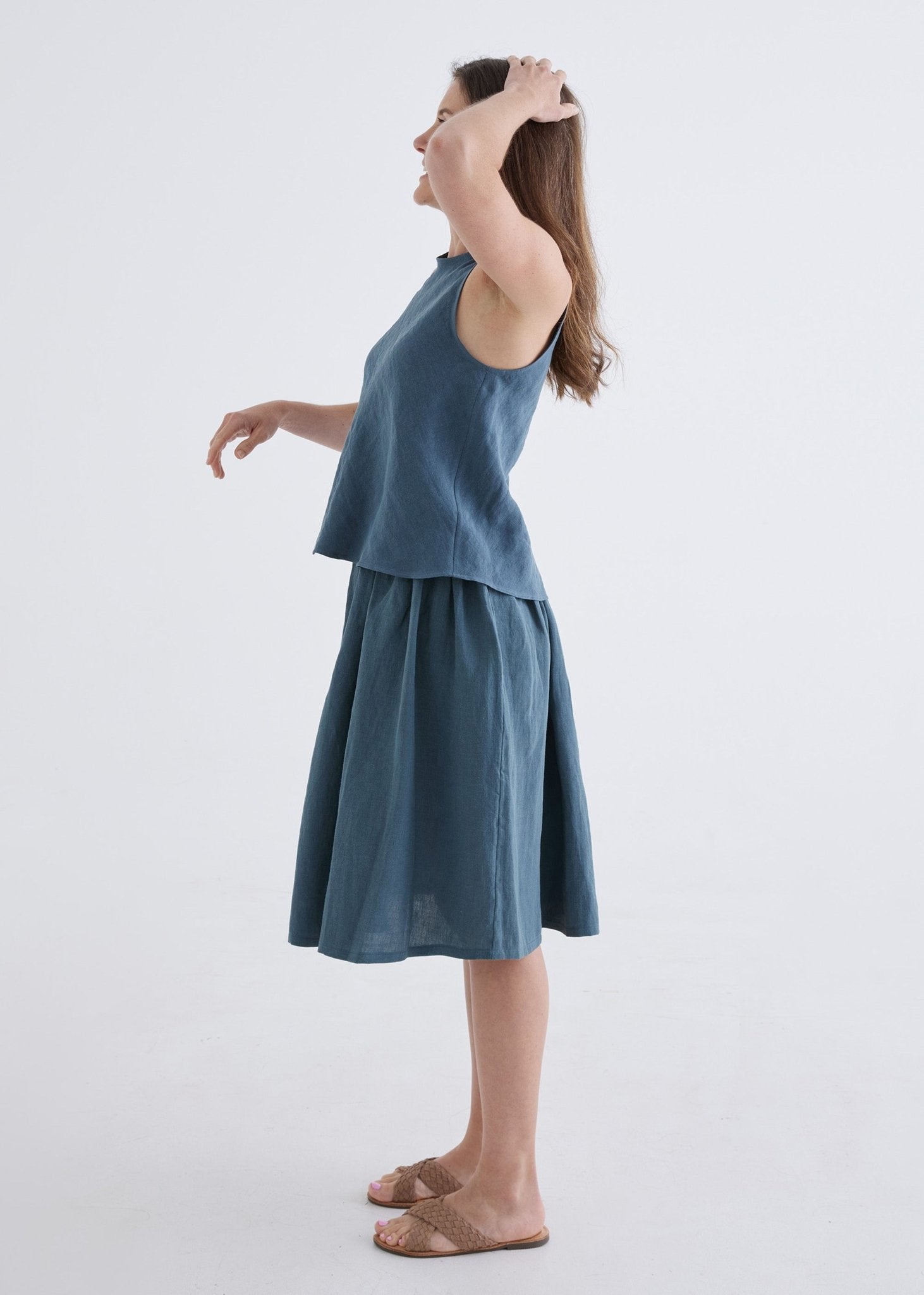 Hazel Linen Top in Deep Teal-Devina Louise-stride