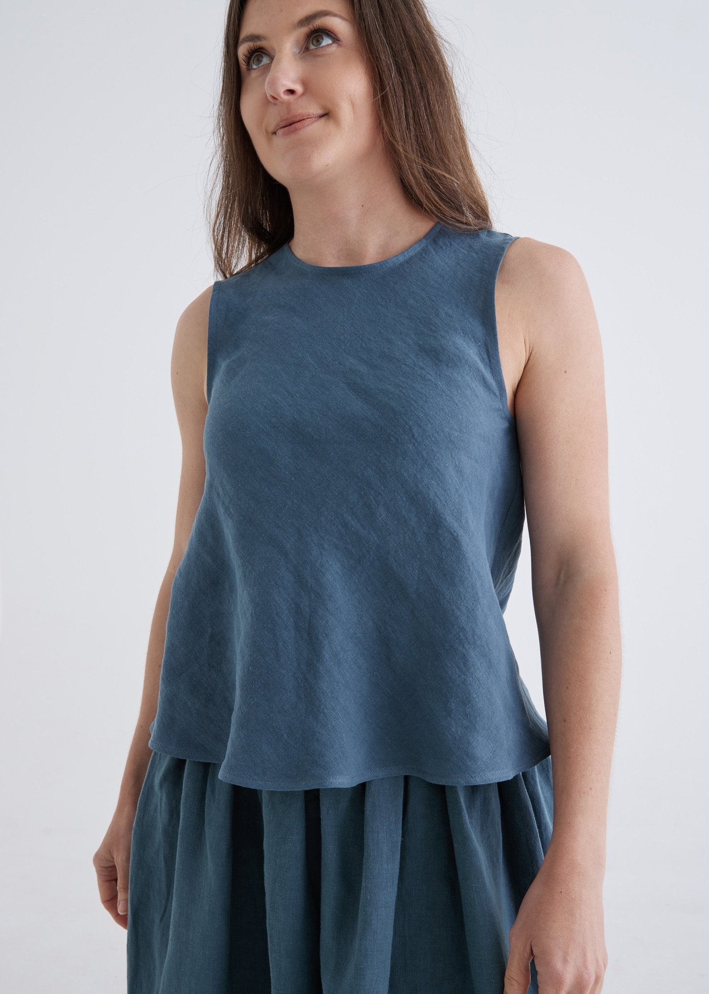 Hazel Linen Top in Deep Teal-Devina Louise-stride