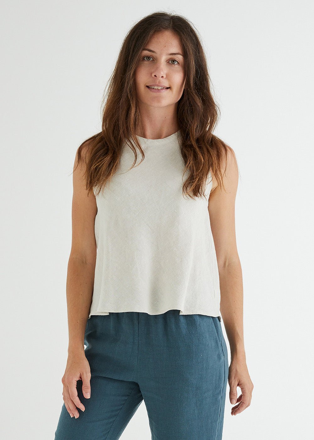 Hazel Linen Top in Natural-Devina Louise-stride