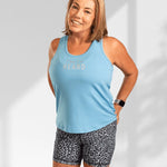 Heard | Pale blue sleeveless activewear top for women - Empowered Clothing - stride