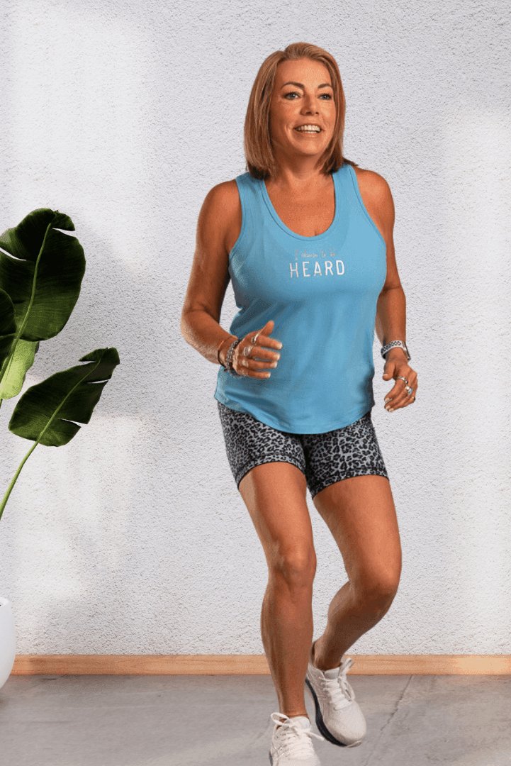 Heard | Pale blue sleeveless activewear top for women - Empowered Clothing - stride