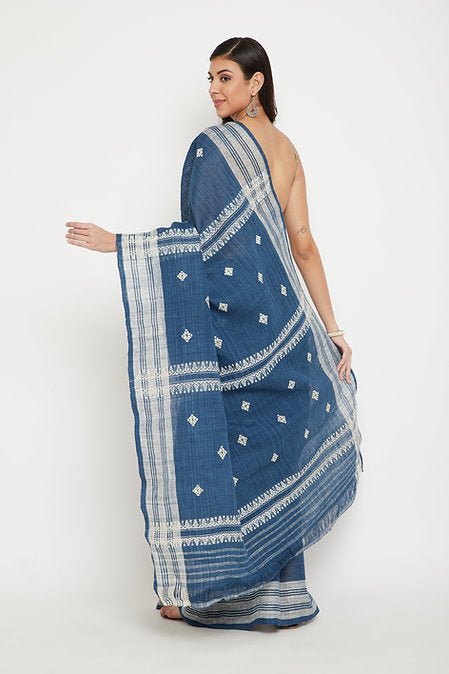 Indigo Eri silk saree - Bethikal - stride