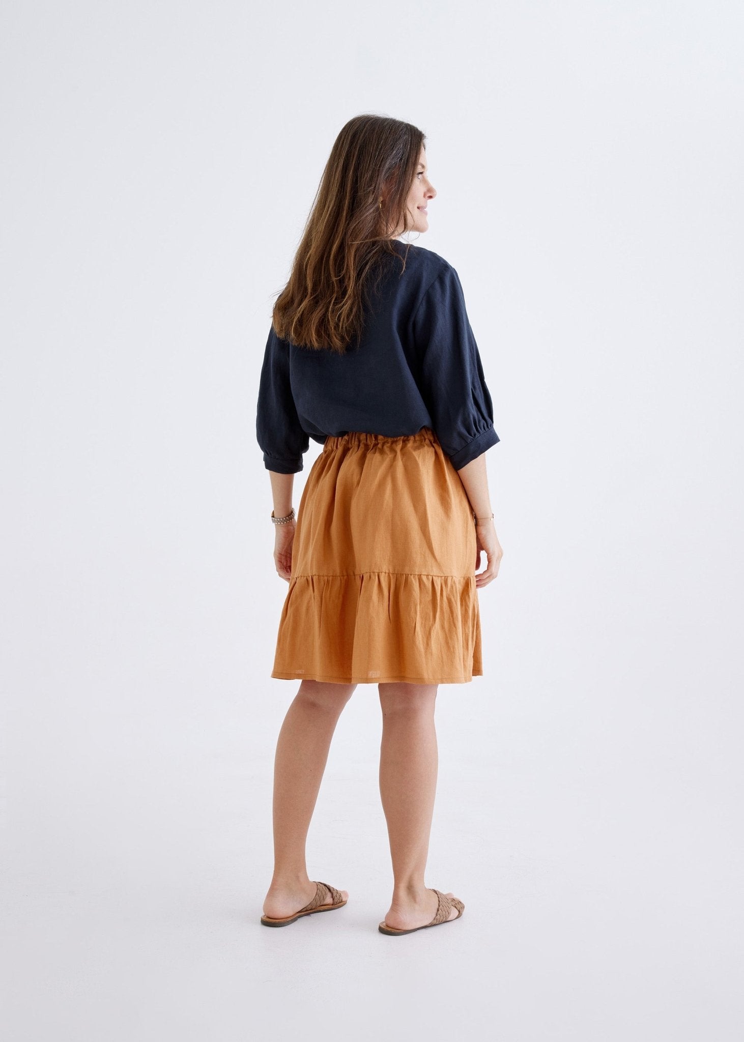 Lara Linen Skirt in Ginger-Devina Louise-stride