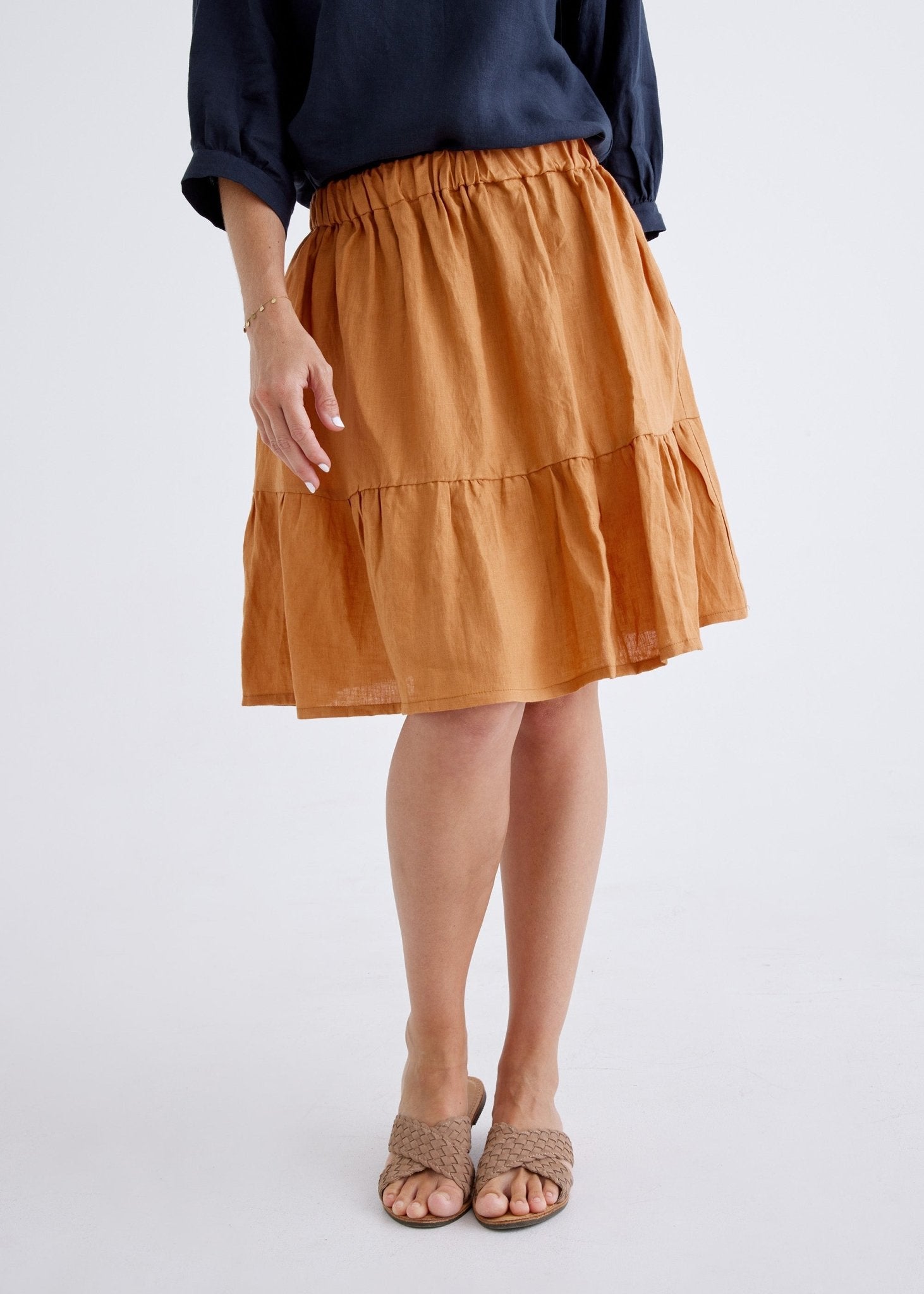 Lara Linen Skirt in Ginger-Devina Louise-stride