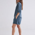 Laura Linen Top in Deep Teal-Devina Louise-stride