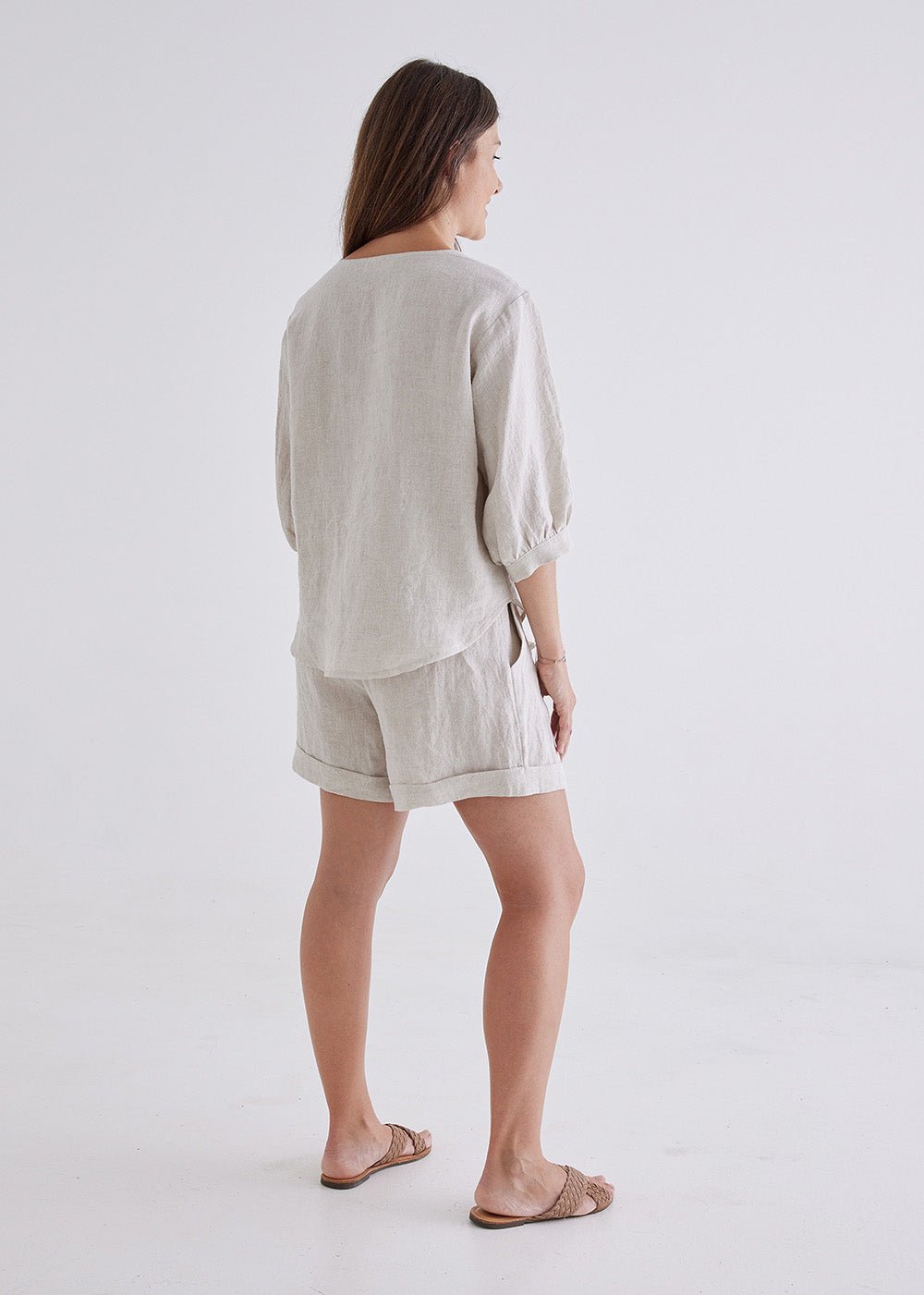 Laura Linen Top in Natural-Devina Louise-stride