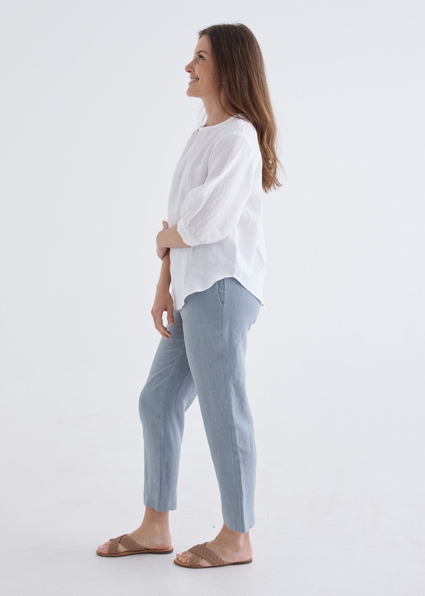 Laura Linen Top in White-Devina Louise-stride