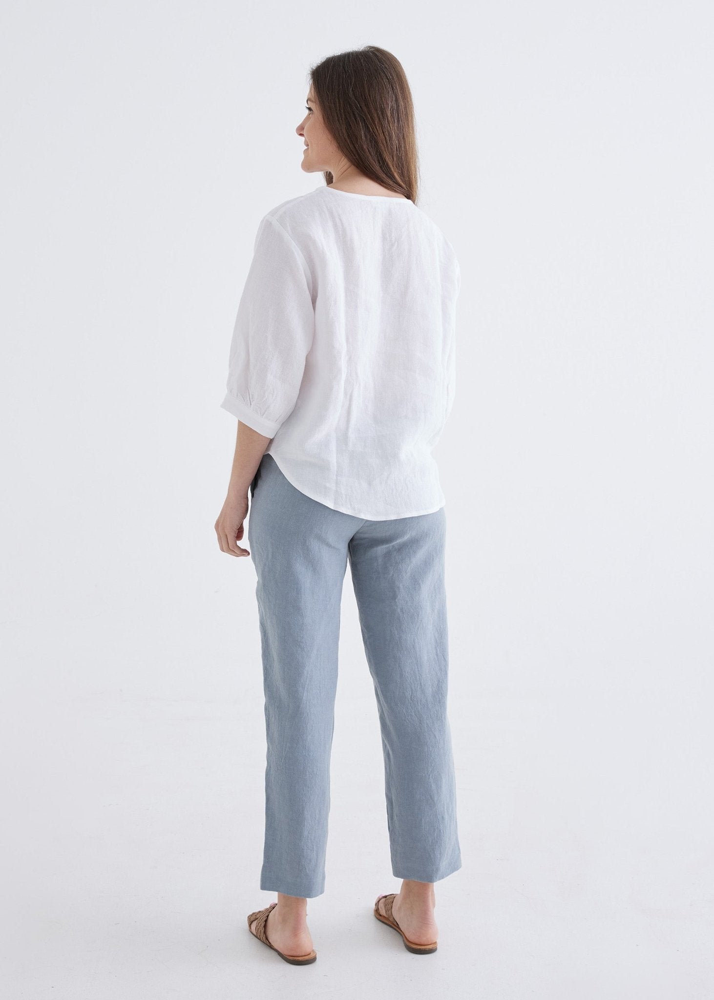 Laura Linen Top in White-Devina Louise-stride