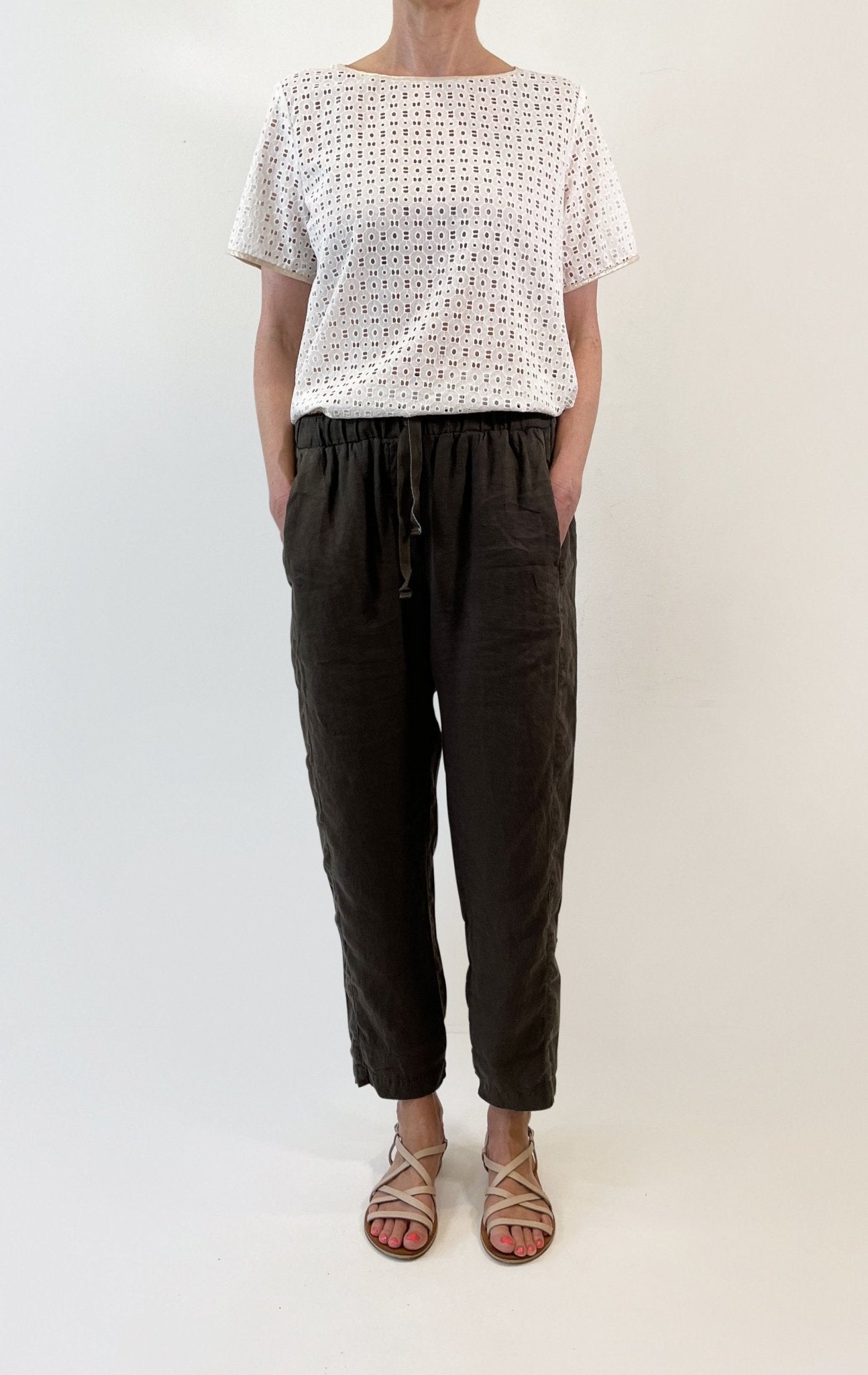 Linen Easy Pant - Dark Olive - Tluxe - stride