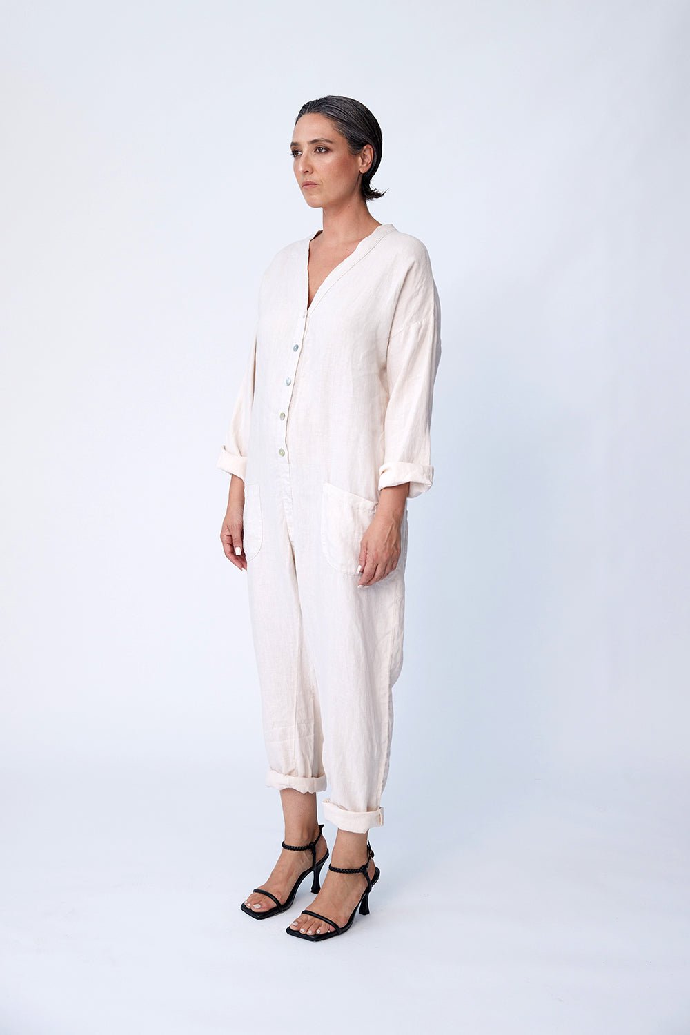 Linen Utility Suit - Bone - Tluxe - stride