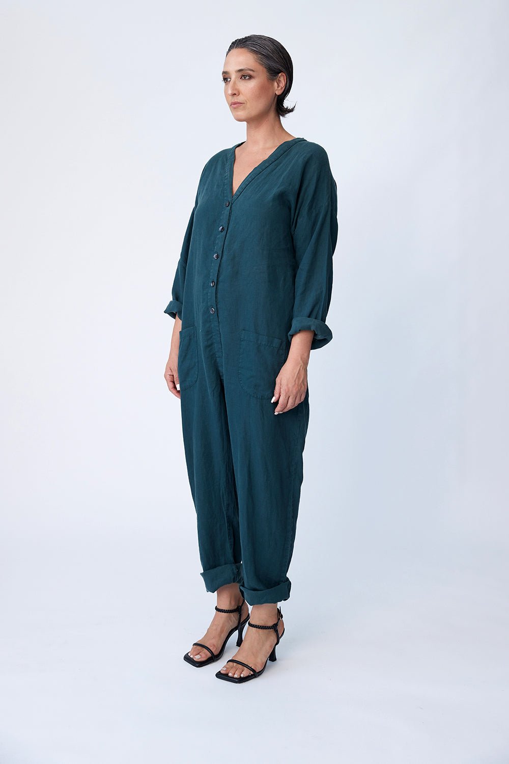 Linen Utility Suit - Deep Forest - Tluxe - stride