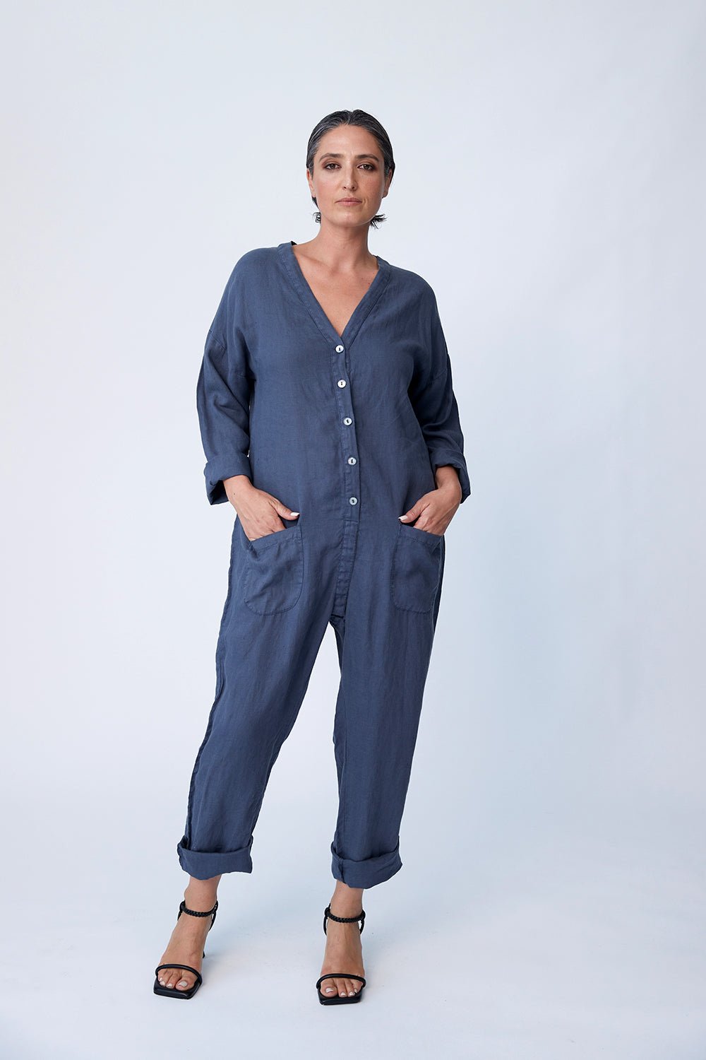 Linen Utility Suit - Indigo - Tluxe - stride