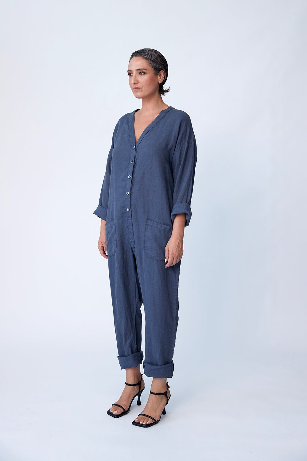 Linen Utility Suit - Indigo - Tluxe - stride