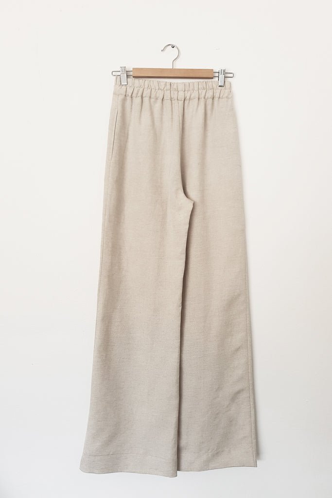 Linen Wide Leg Palazzo Pants - Natural - PRE ORDER - Tluxe - stride