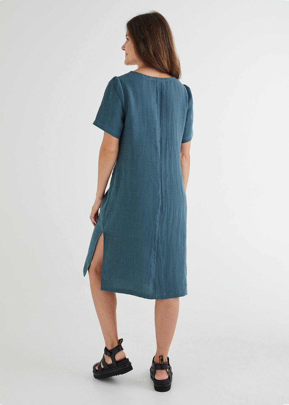 Lucy Linen Dress in Deep Teal-Devina Louise-stride