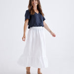 Luna Linen Skirt in White-Devina Louise-stride