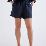 Marley Linen Shorts in Navy-Devina Louise-stride