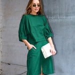 Maya Skirt Emerald Green in Linen - Devoi - stride