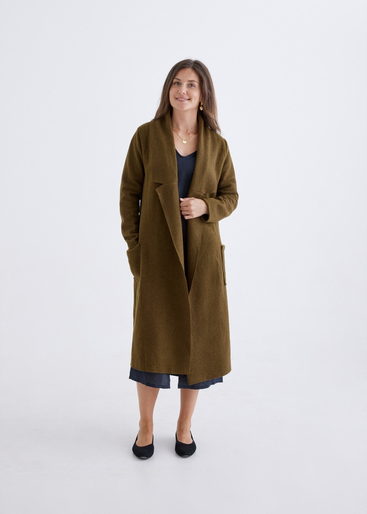 Merino Coat in Oregano-Devina Louise-stride