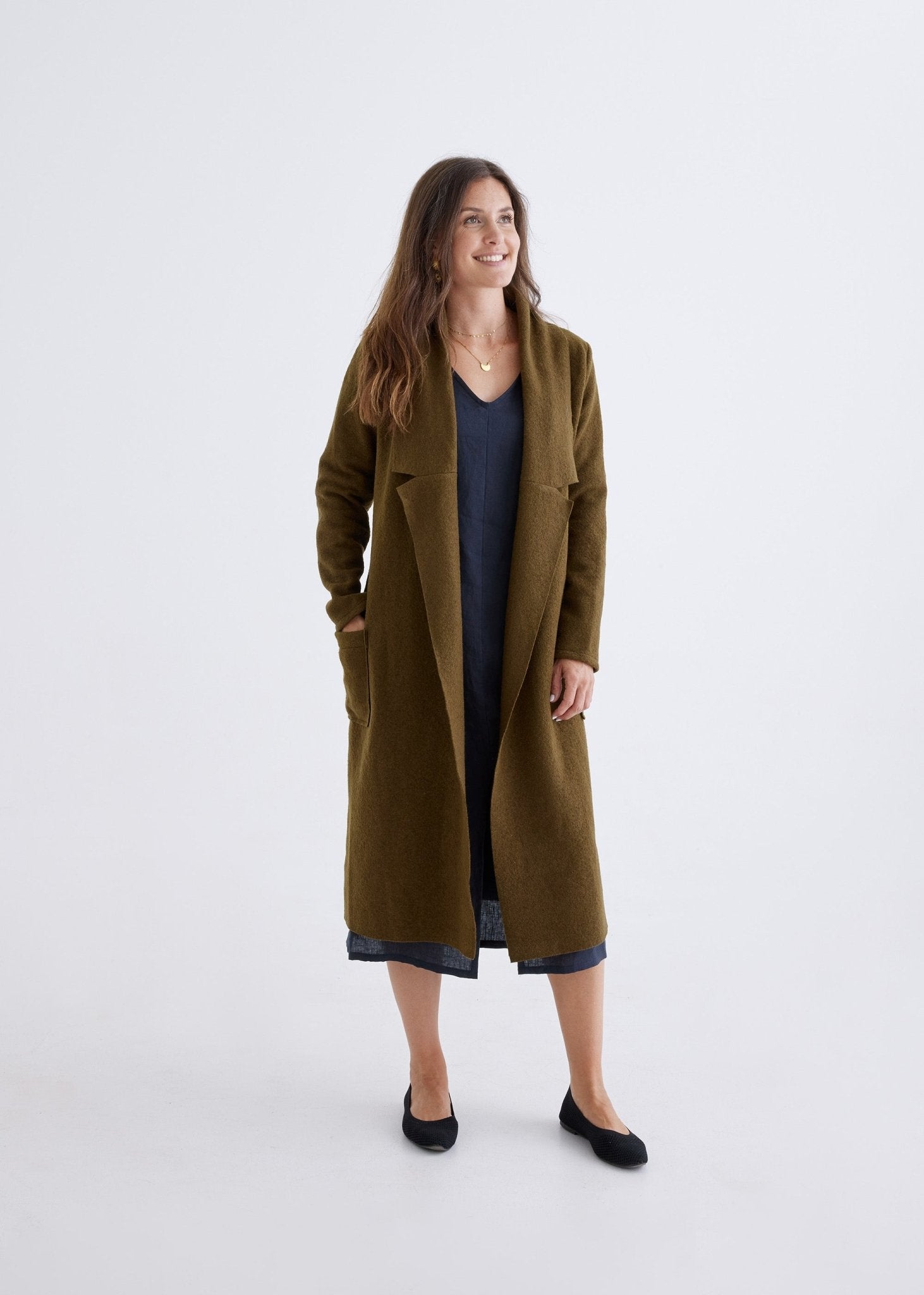 Merino Coat in Oregano-Devina Louise-stride