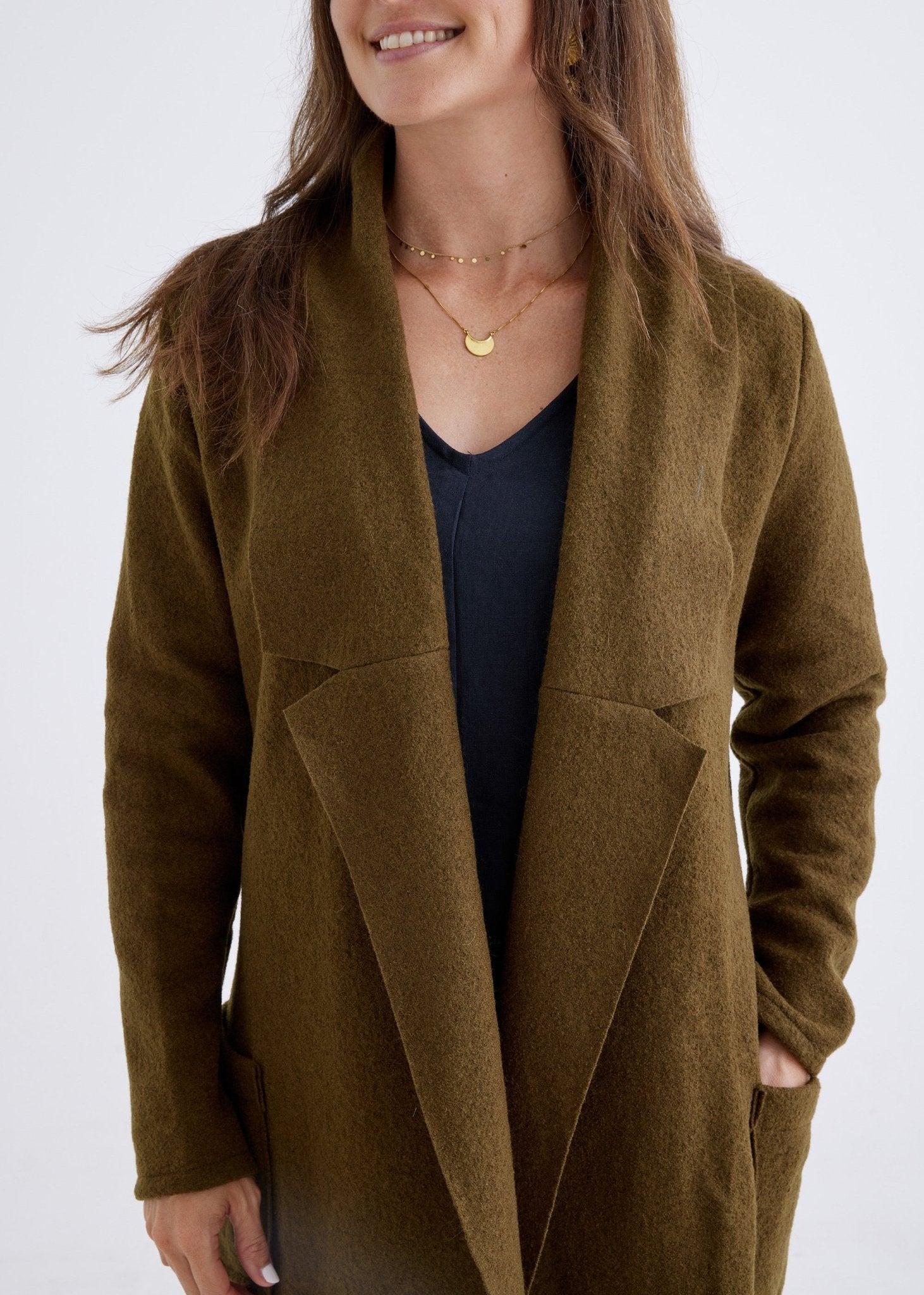 Merino Coat in Oregano-Devina Louise-stride