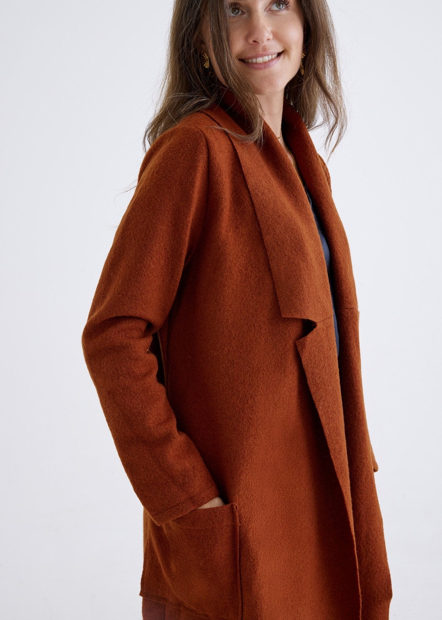 Merino Coat in Rust