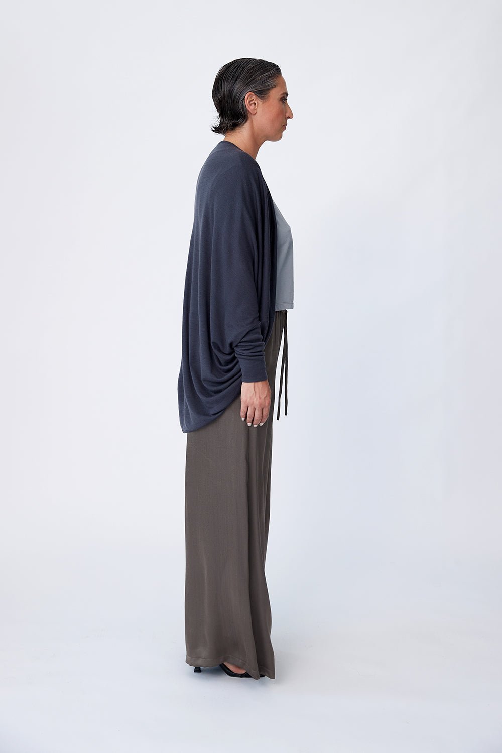 Merino Wool Cocoon Cardigan - Charcoal - Tluxe - stride