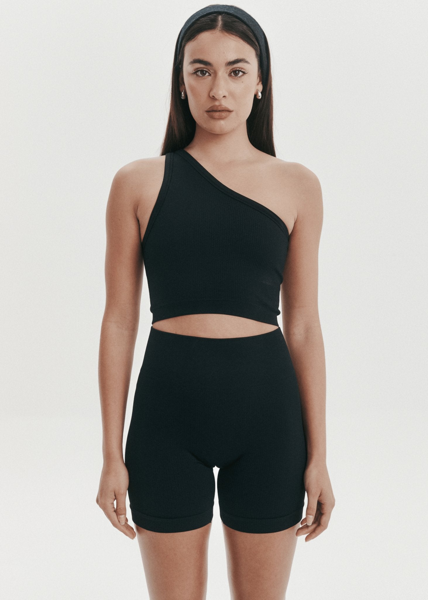 One Shoulder Bodice Crop - Onyx Black - Pinky & Kamal - stride