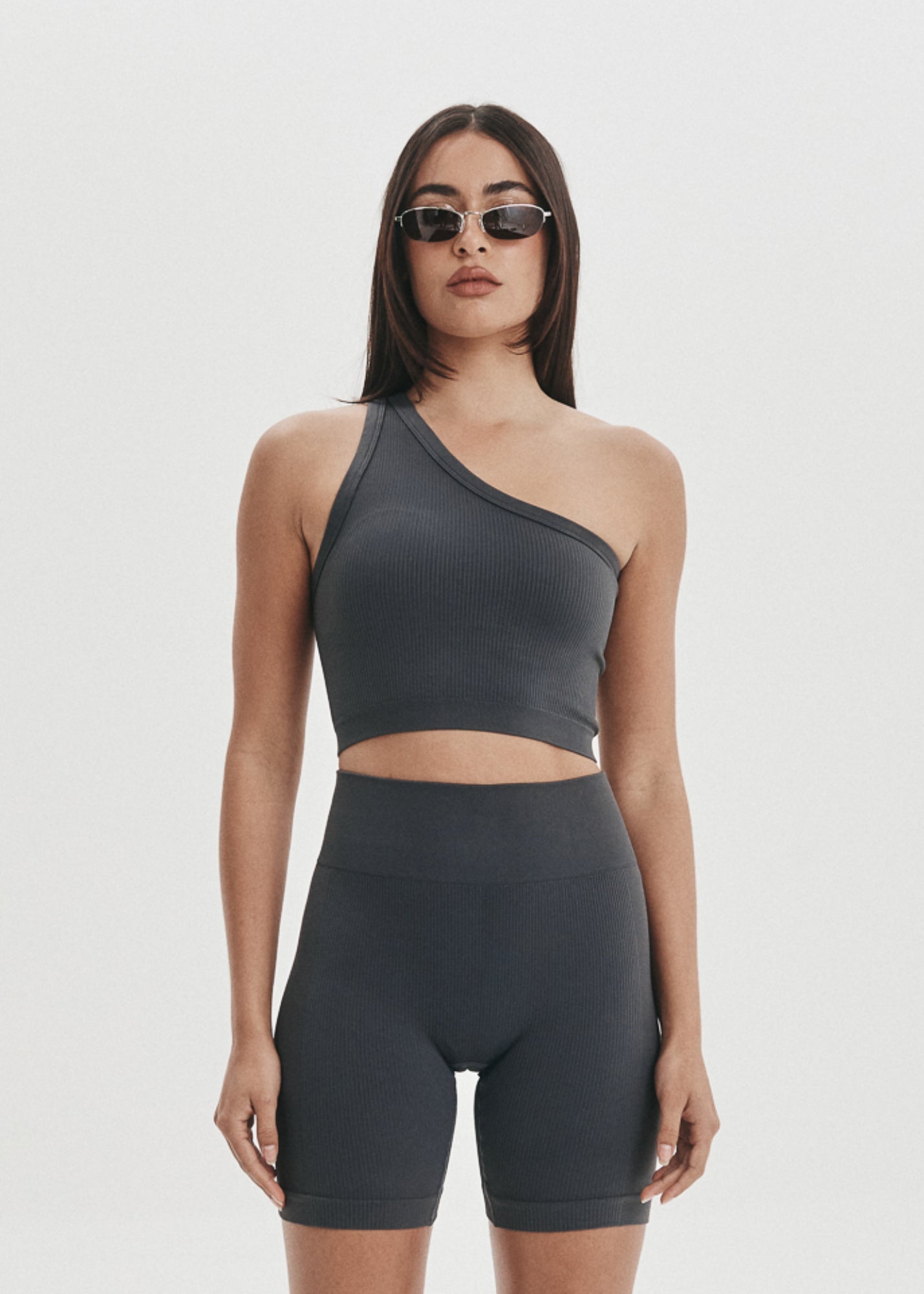 One Shoulder Bodice Crop - Slate - Pinky & Kamal - stride