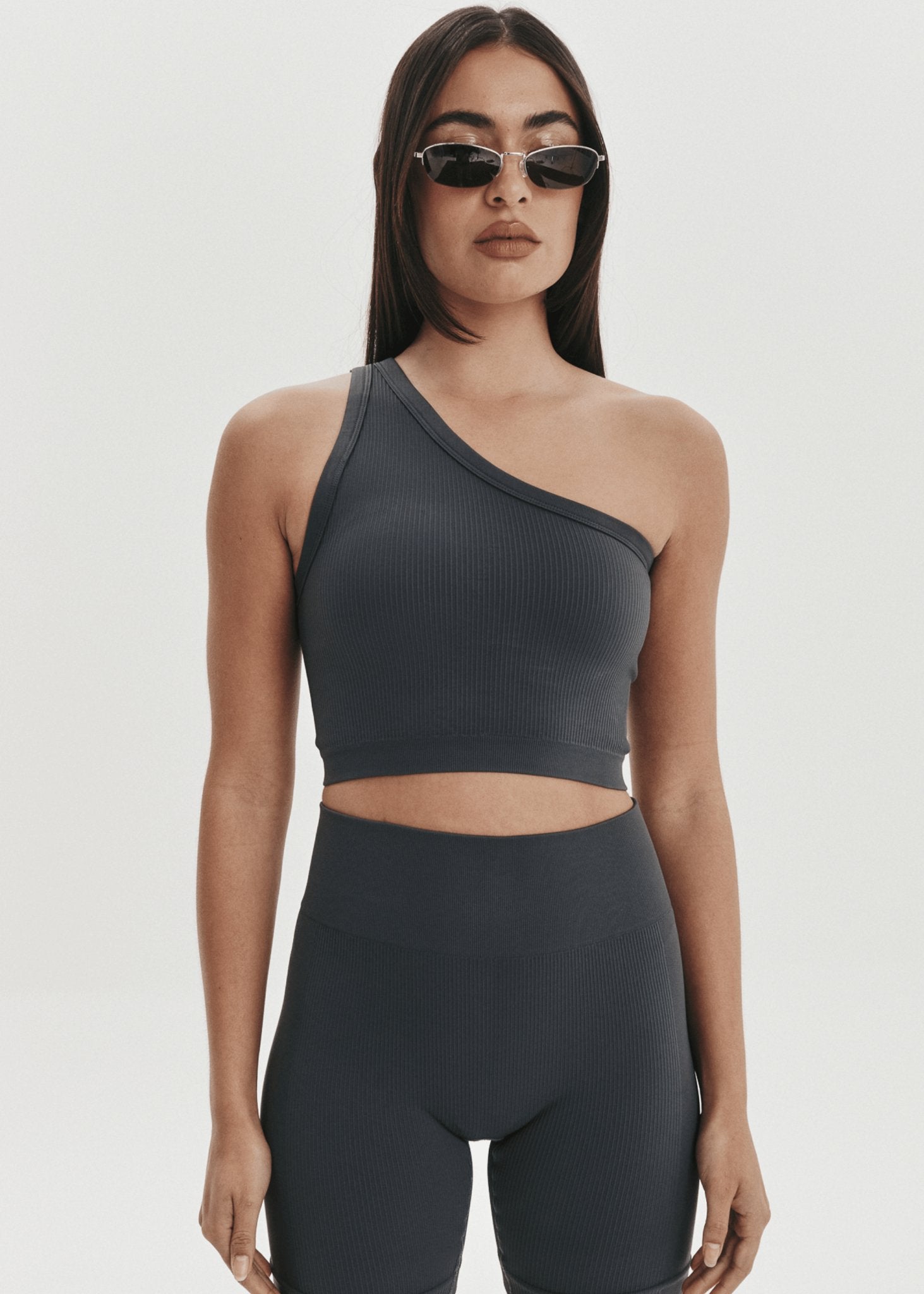 One Shoulder Bodice Crop - Slate - Pinky & Kamal - stride