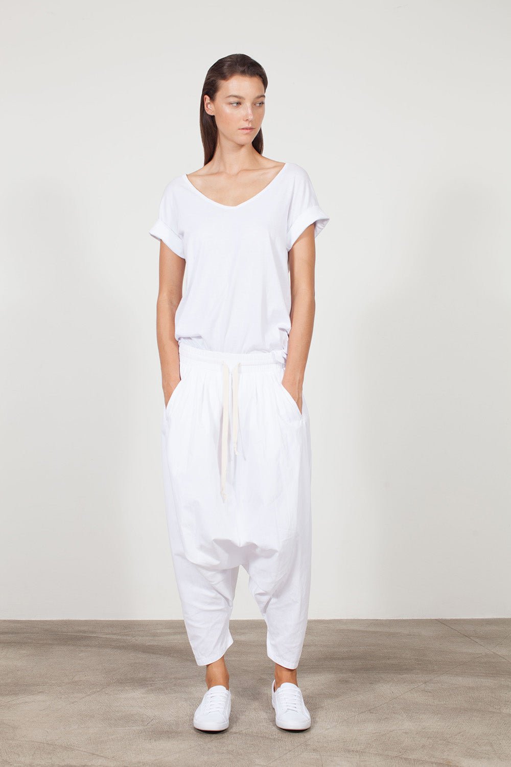 Organic Cotton Genuine Harem Pant - White - Tluxe - stride