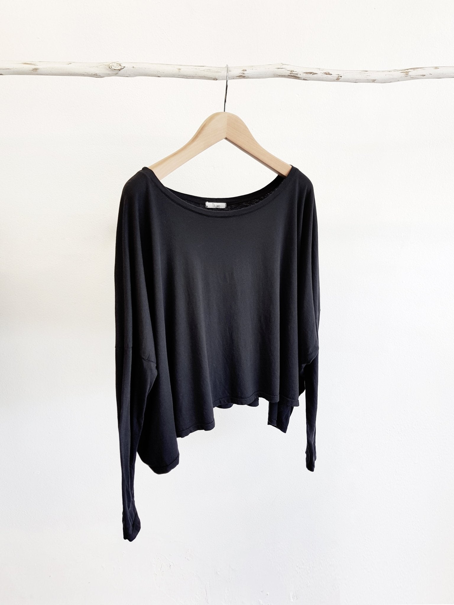 Organic Cotton Oversized Top - Black - Tluxe - stride