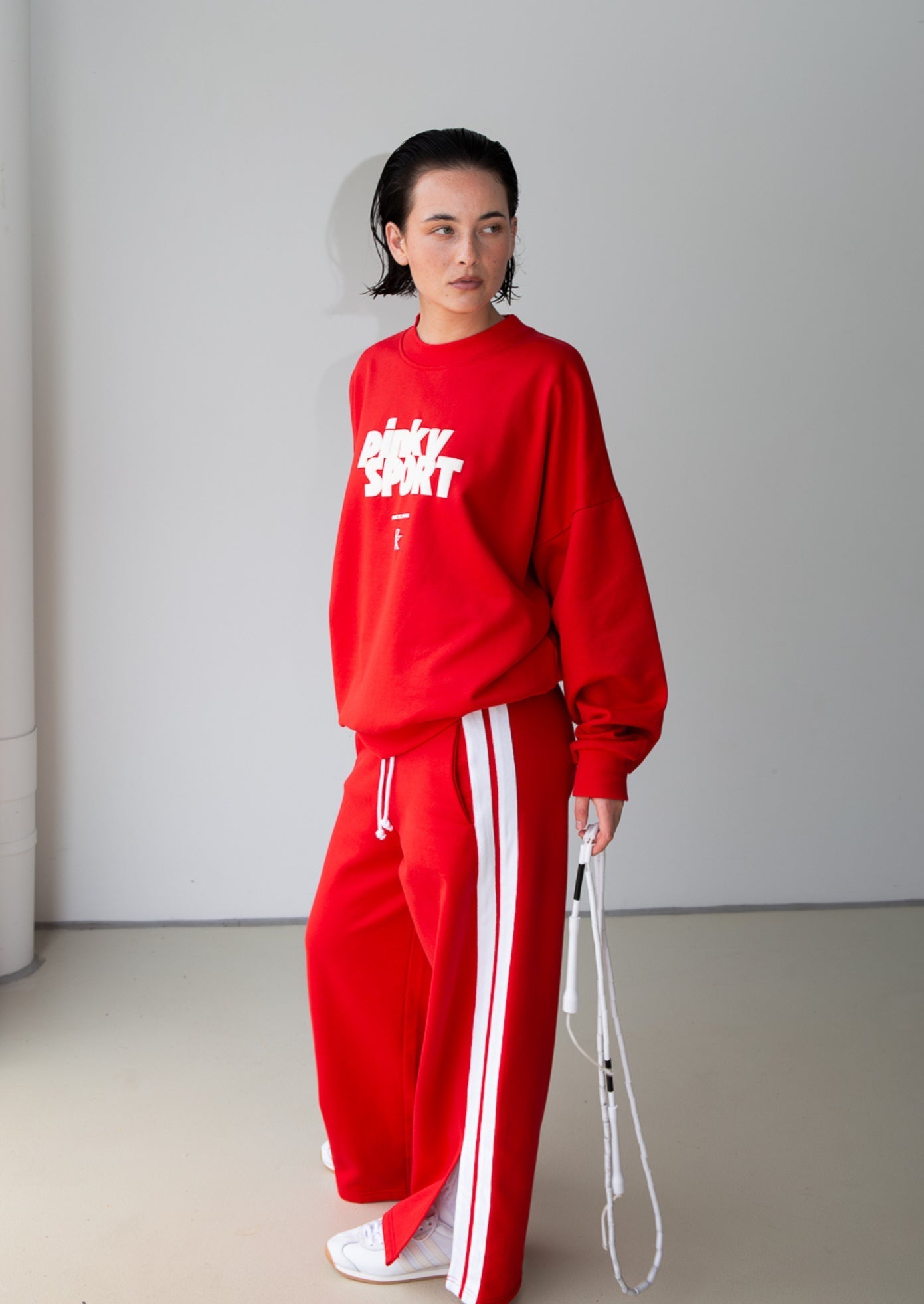 PK x ICONIC - Wide Leg Trackpant - Red - Pinky & Kamal - stride