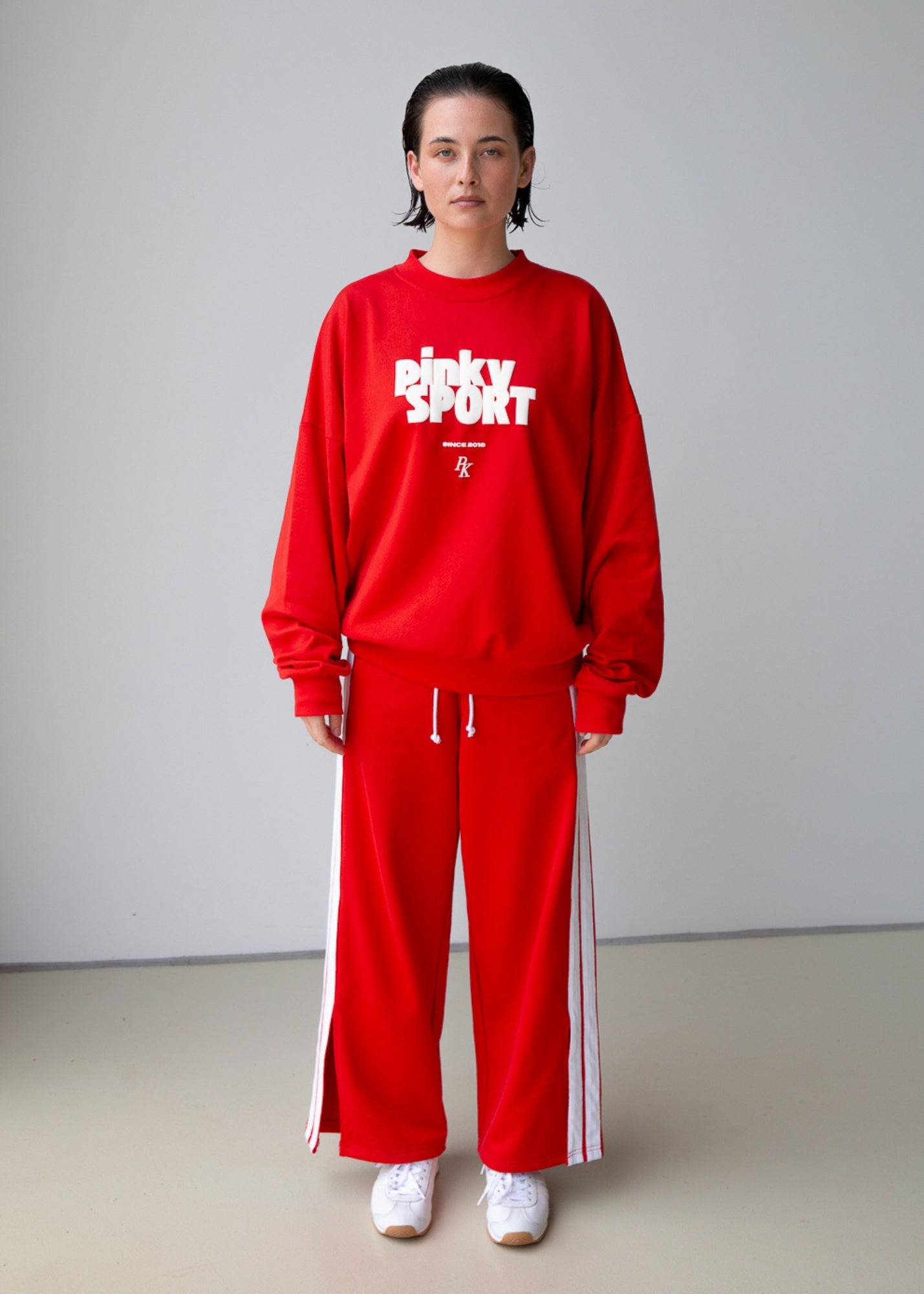 PK x ICONIC - Wide Leg Trackpant - Red - Pinky & Kamal - stride