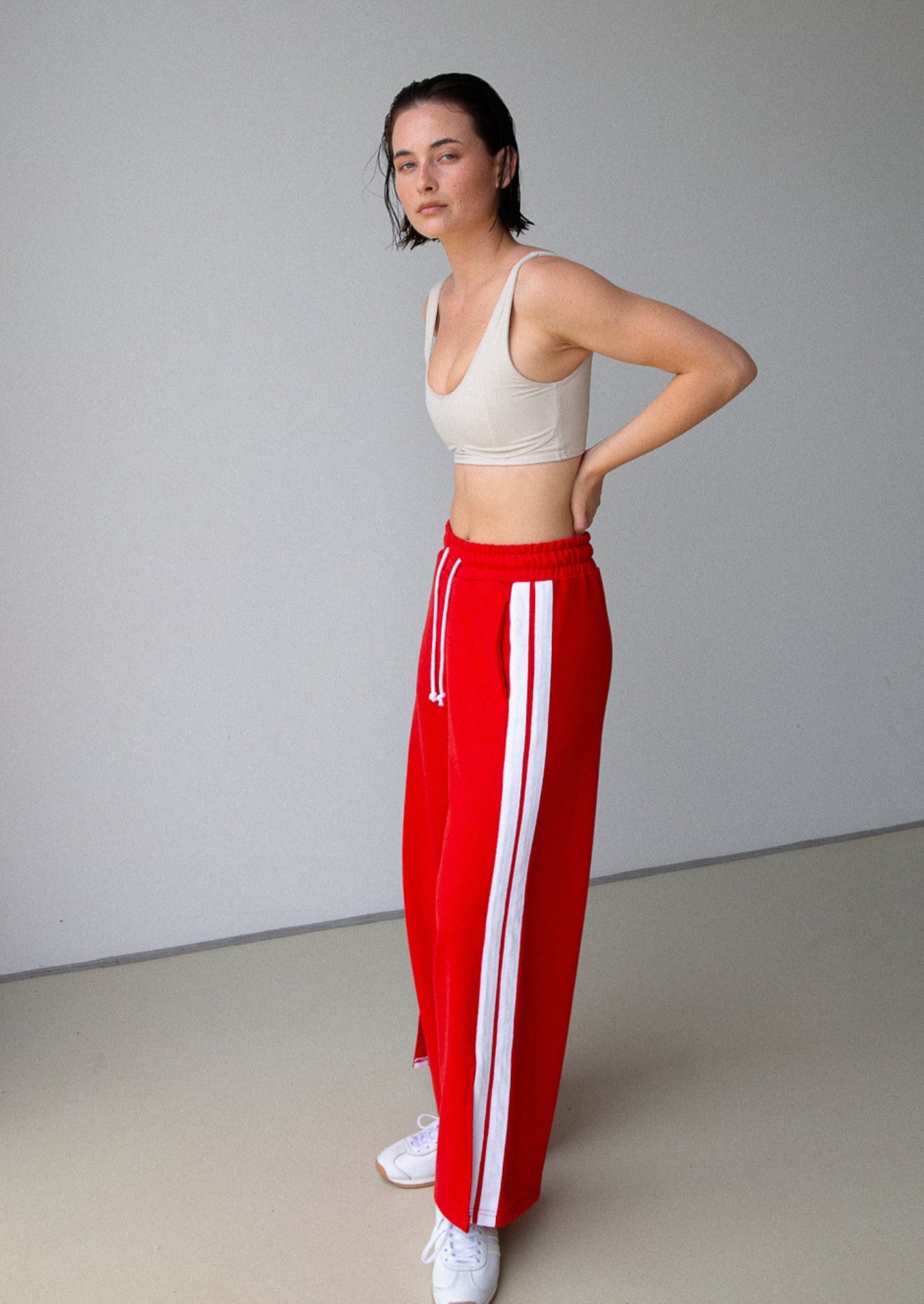 PK x ICONIC - Wide Leg Trackpant - Red - Pinky & Kamal - stride