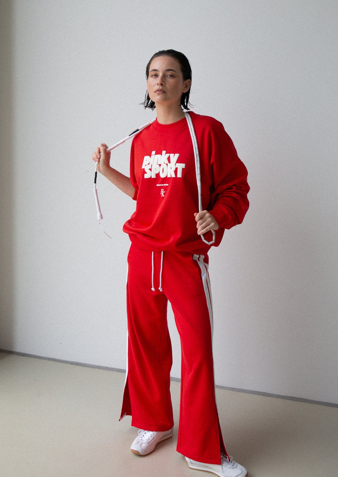 PK x ICONIC - Wide Leg Trackpant - Red - Pinky & Kamal - stride