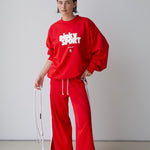 PK x ICONIC - Wide Leg Trackpant - Red - Pinky & Kamal - stride