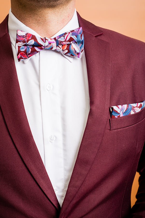 Pocket Square - Protea Burgundy - Peggy & Finn - stride