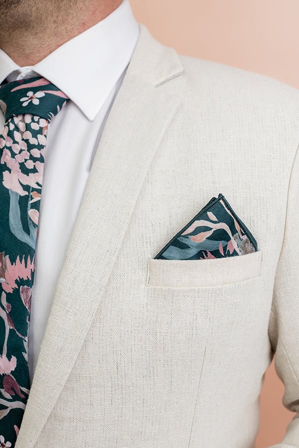 Pocket Square - Teal Blooms - Peggy & Finn - stride