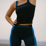 Side Stripe Biker Short - Onyx / Sapphire - Pinky & Kamal - stride