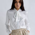 Silky White Long Sleeve Blouse - Why Mary - stride