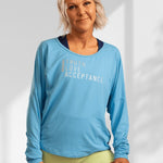 Speaking | Pale blue long sleeve activewear top - Empowered Clothing - stride