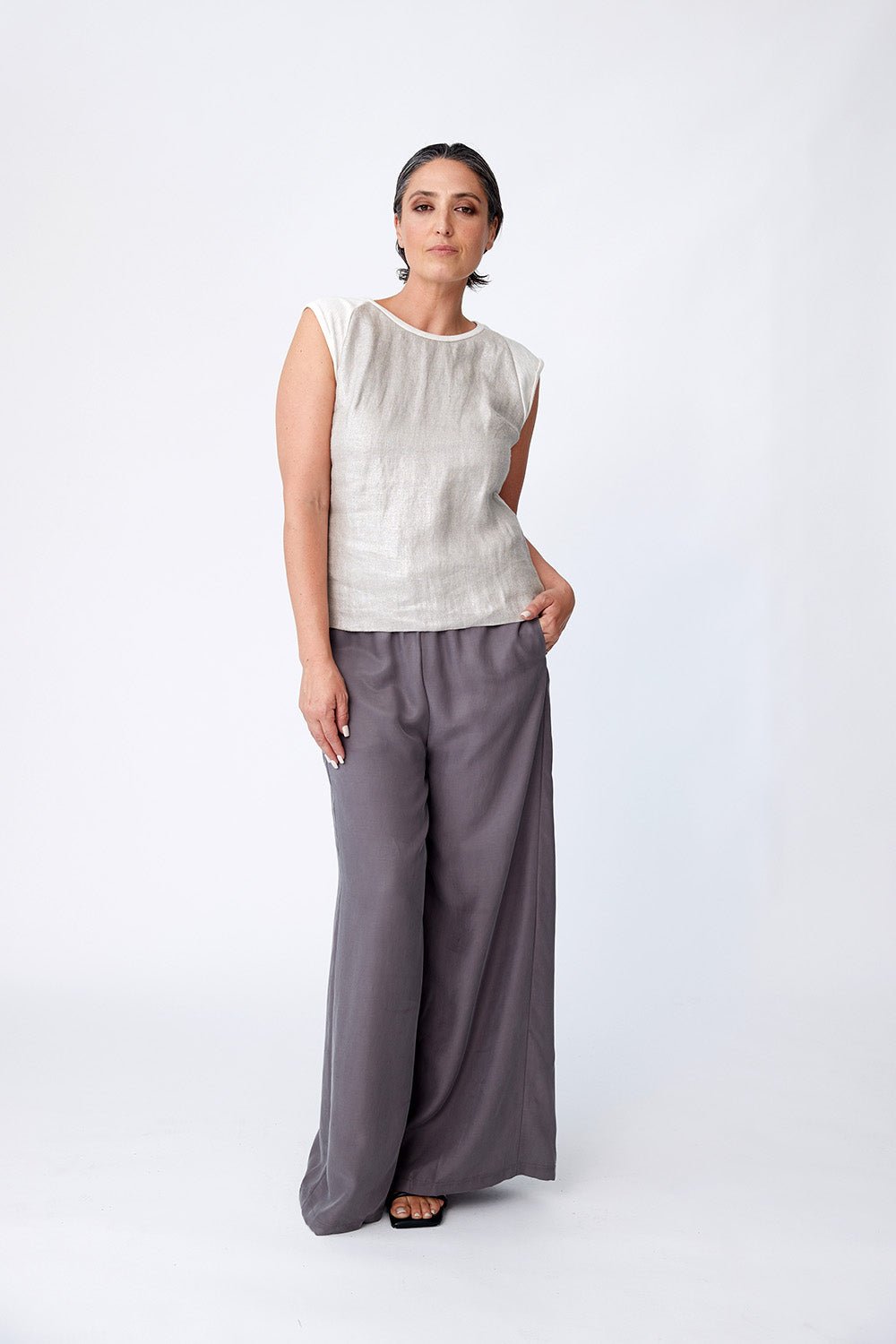 Tencel Pull on Wide Leg Pant - Fawn - Tluxe - stride