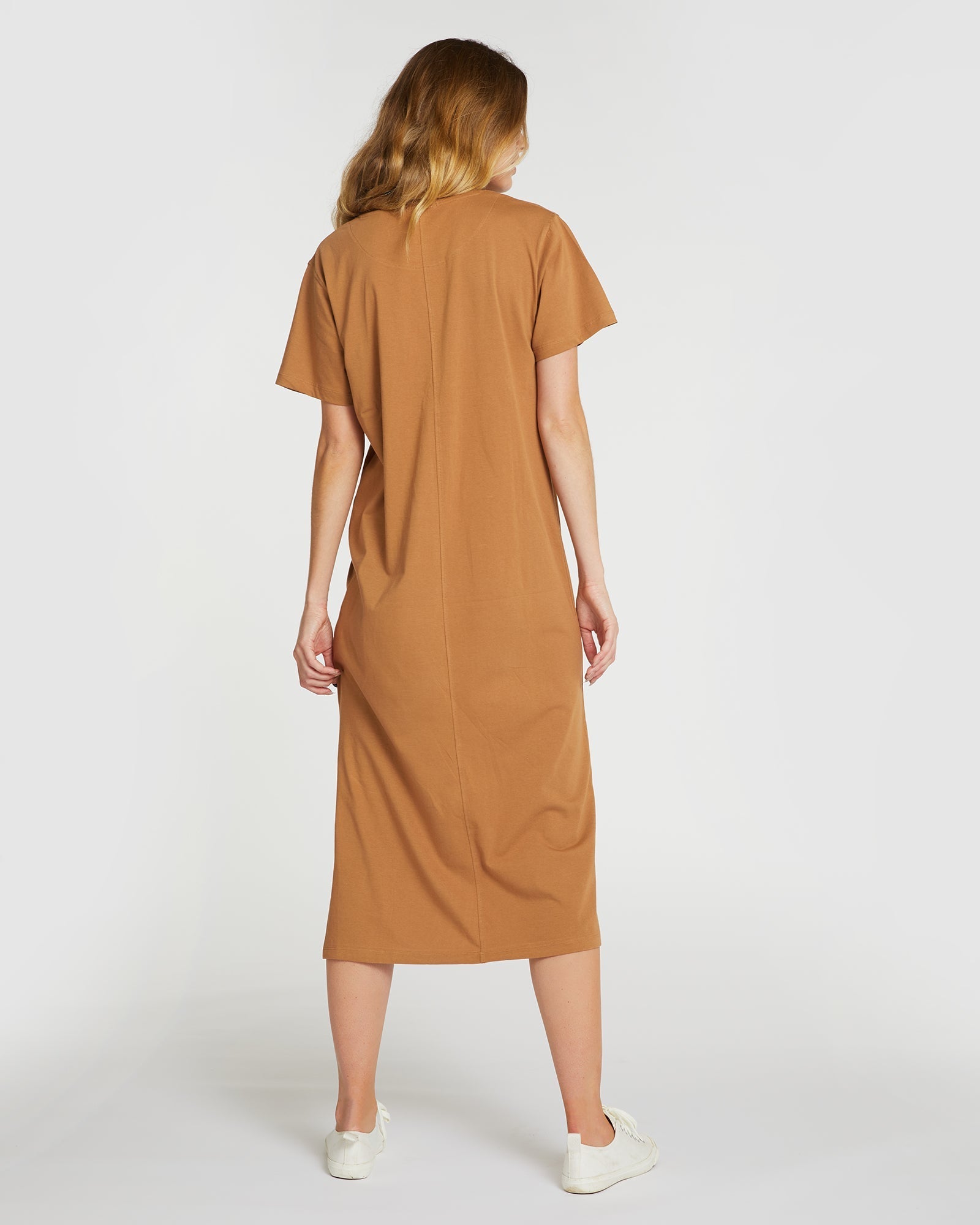 The Boxy Tee Dress | Tobacco Brown - Cloth & Co - stride