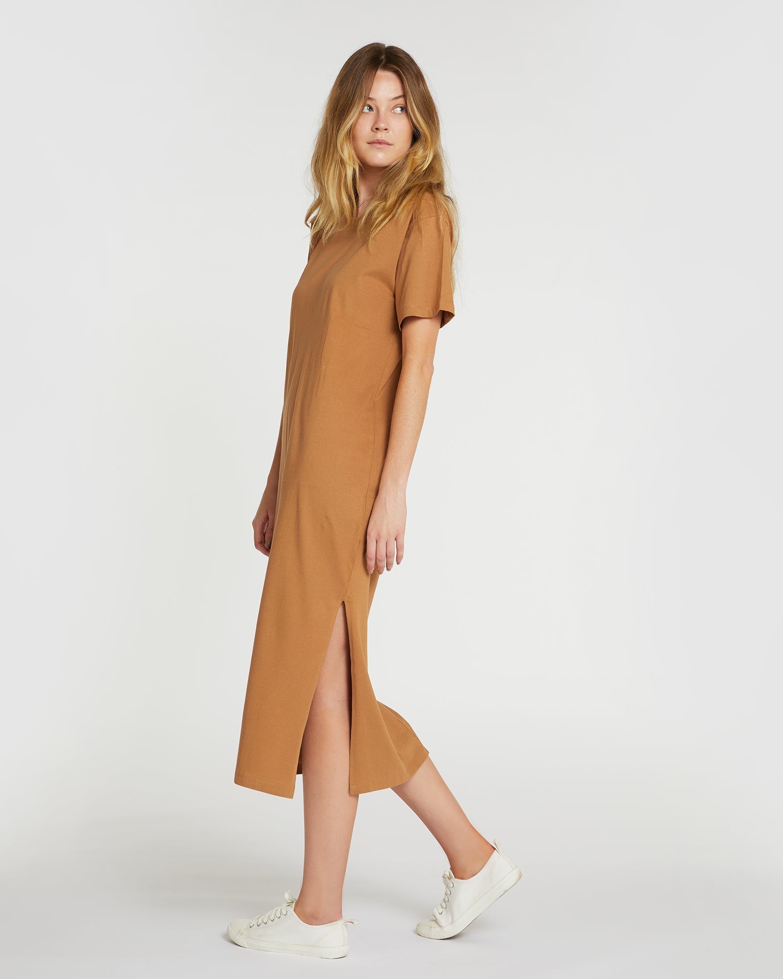 The Boxy Tee Dress | Tobacco Brown - Cloth & Co - stride