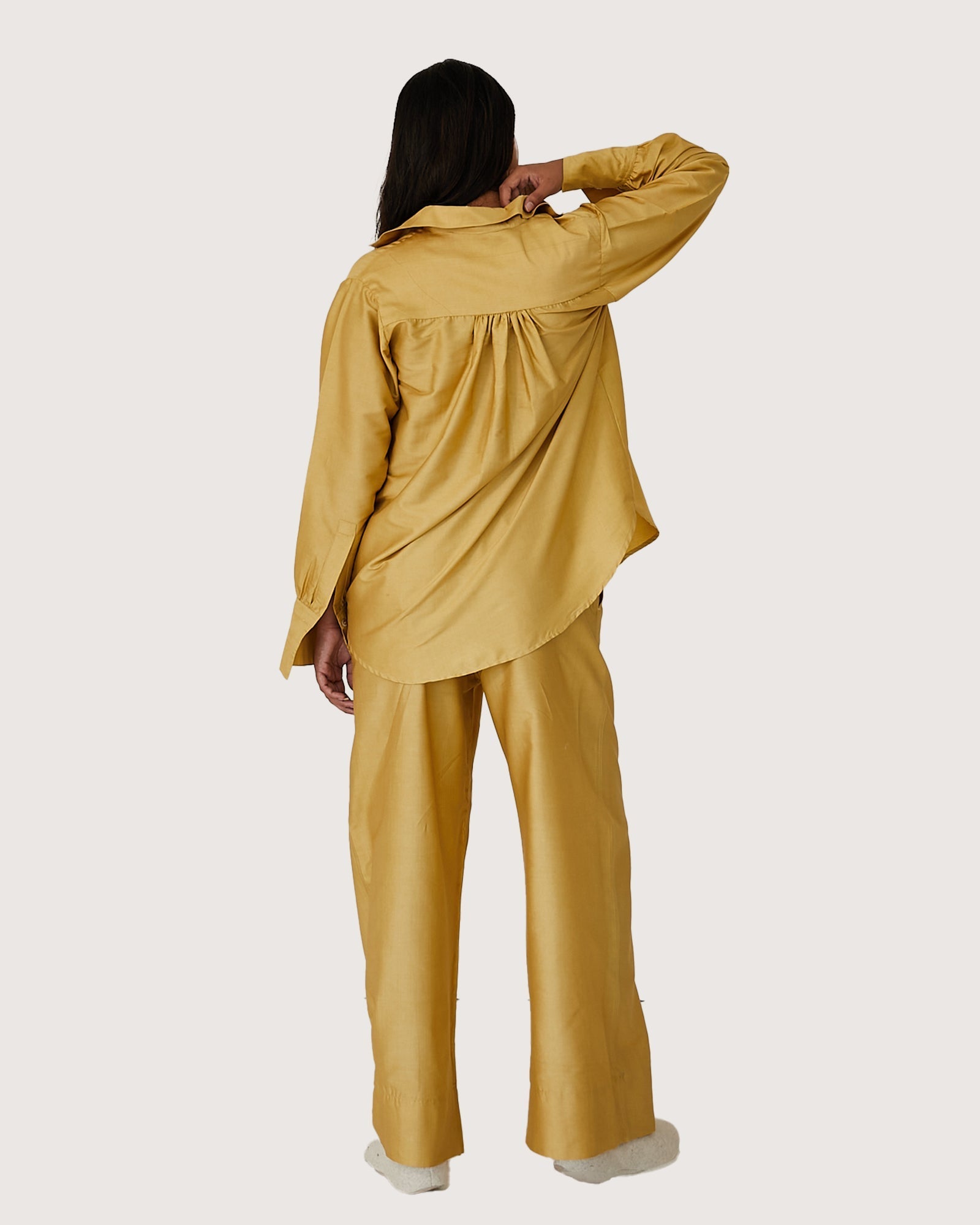 The Chanderi Pant | Wheat - Cloth & Co - stride