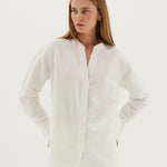 The Collarless Shirt | White - Cloth & Co - stride