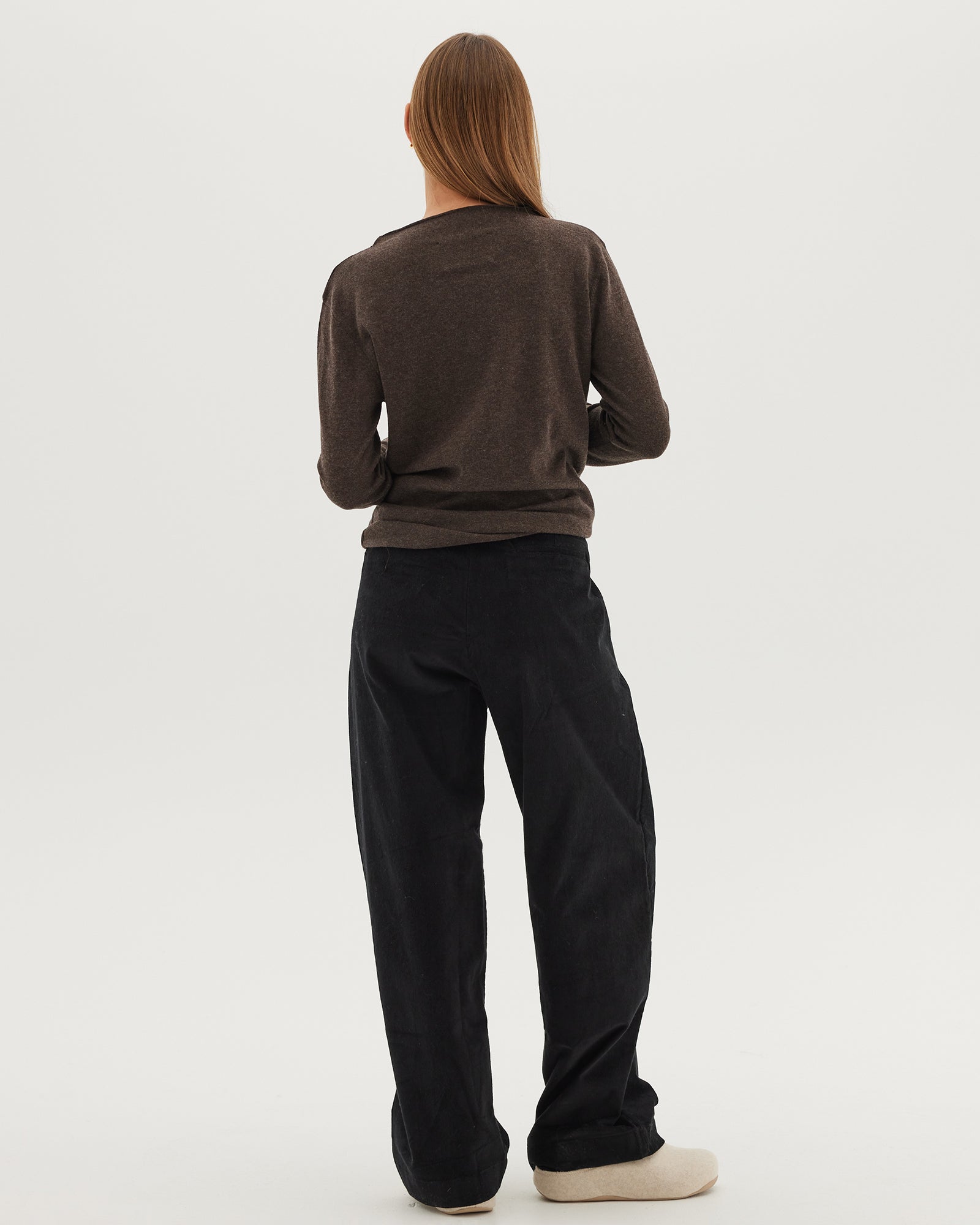 The Corduroy Tailored Pant | Black - Cloth & Co - stride