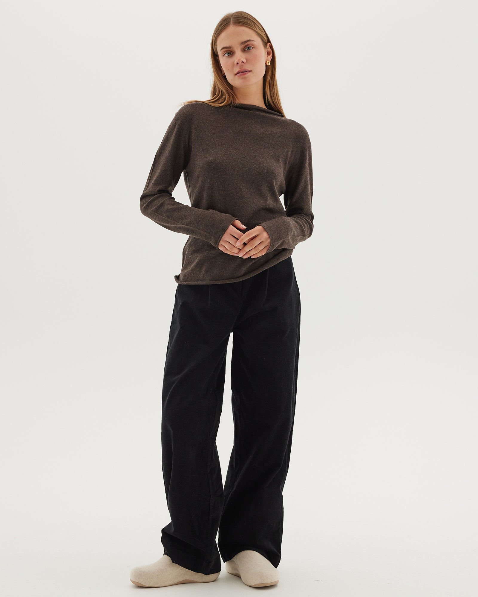 The Corduroy Tailored Pant | Black - Cloth & Co - stride